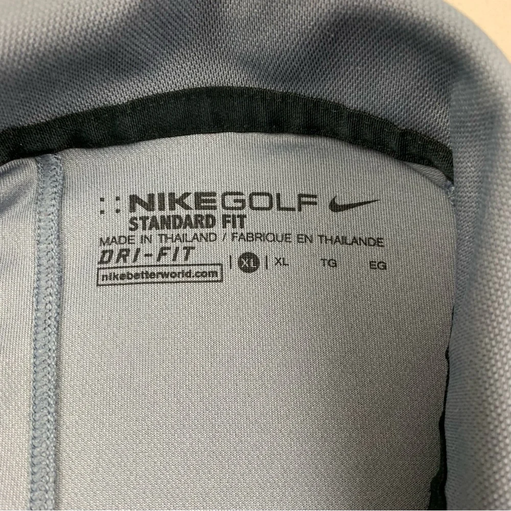 Nike‎ Golf Shirt Mens XL Polo Standard Fit DRI-Fit Gray Black Striped Outdoor